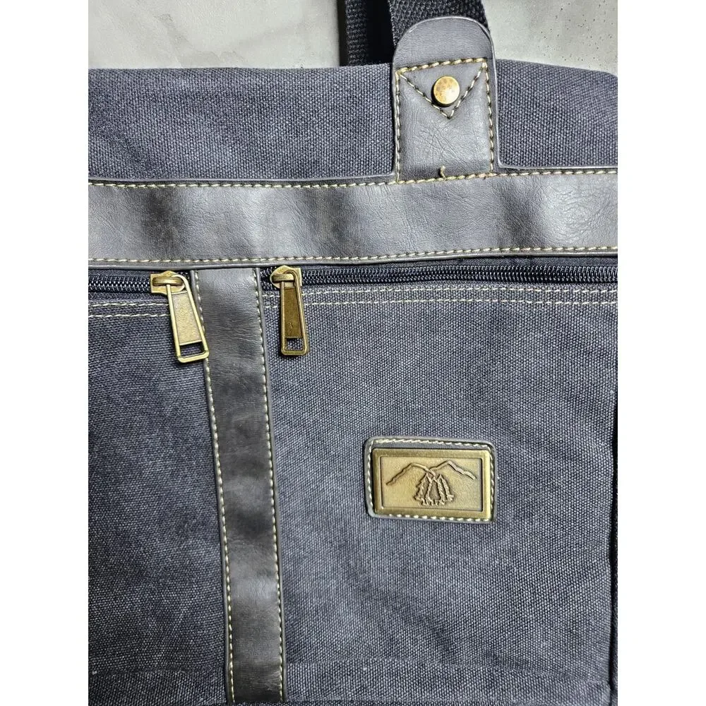 Gray Canvas Shoulder/Messenger Laptop/Book Bag w/ Adjustable Strap Fits 13-14 in
